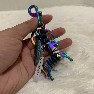 NWT Coach Oil Slick Unicorn Charm Keychain